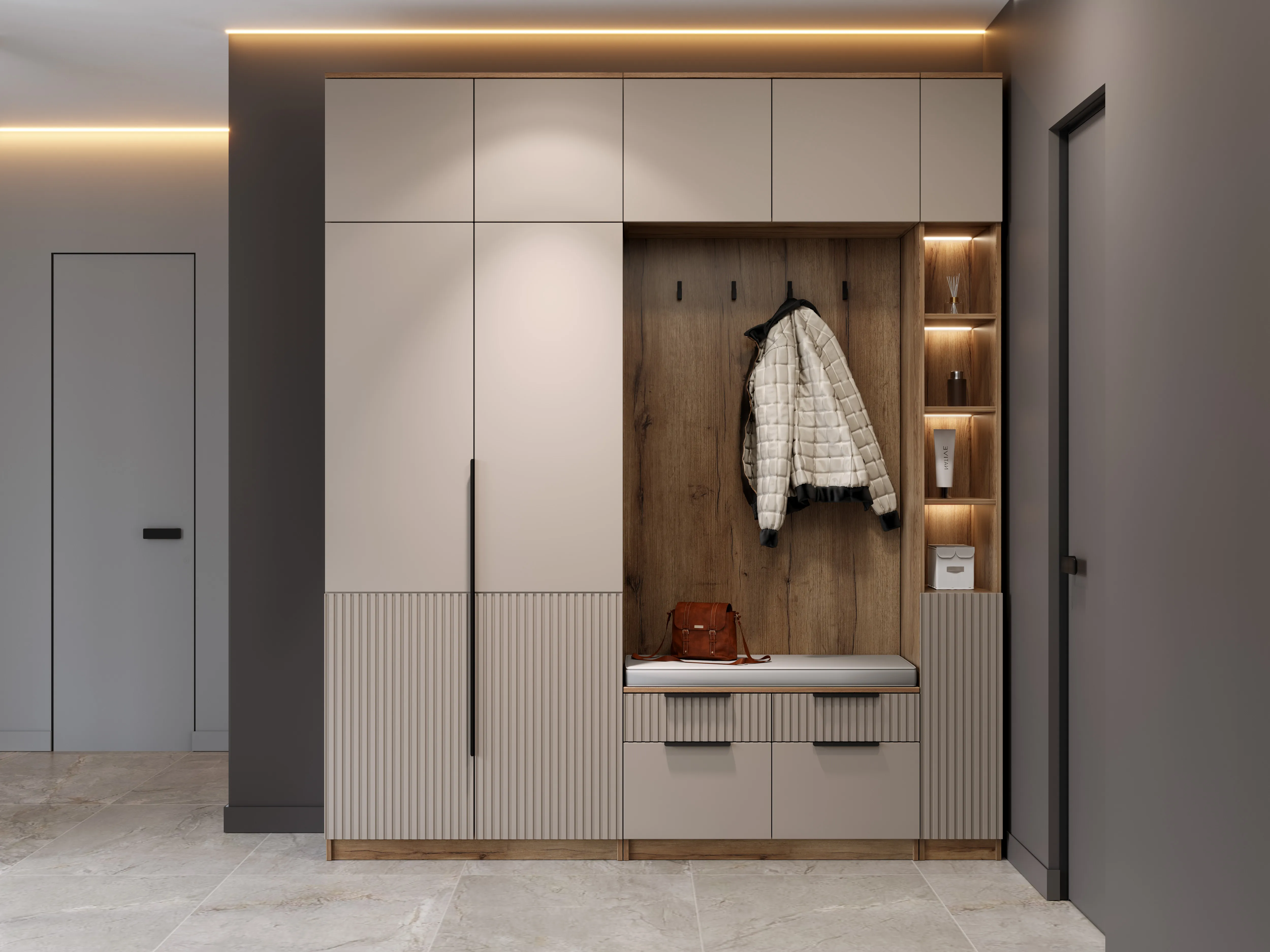 прихожая стефани-4 205х240х42 арт 6010 , двери МДФ Вид 1