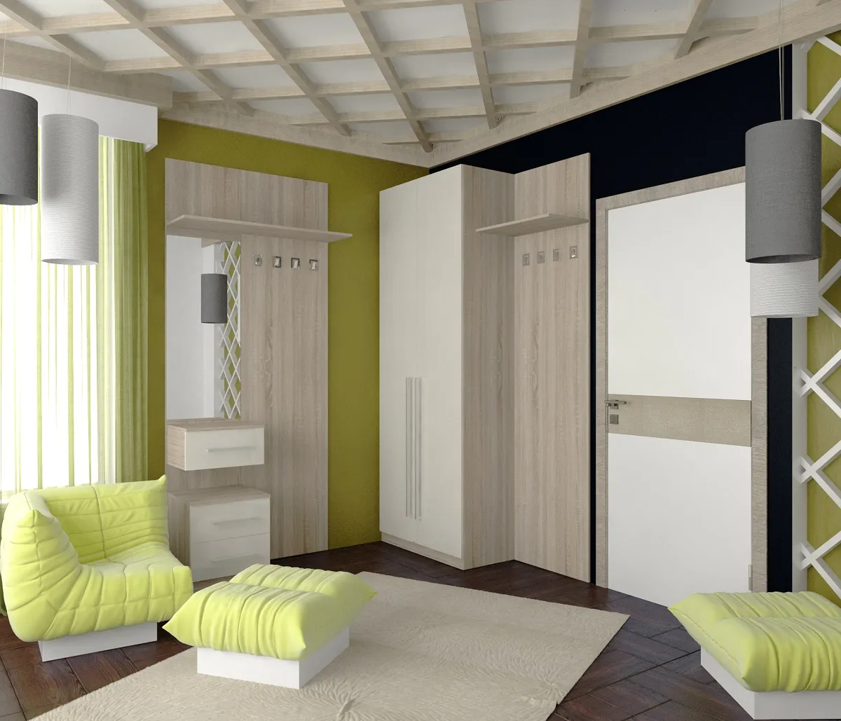 прихожая лдсп белый премиум зеркало серебро арт 3954 (Прихожие под заказ) Вид 1