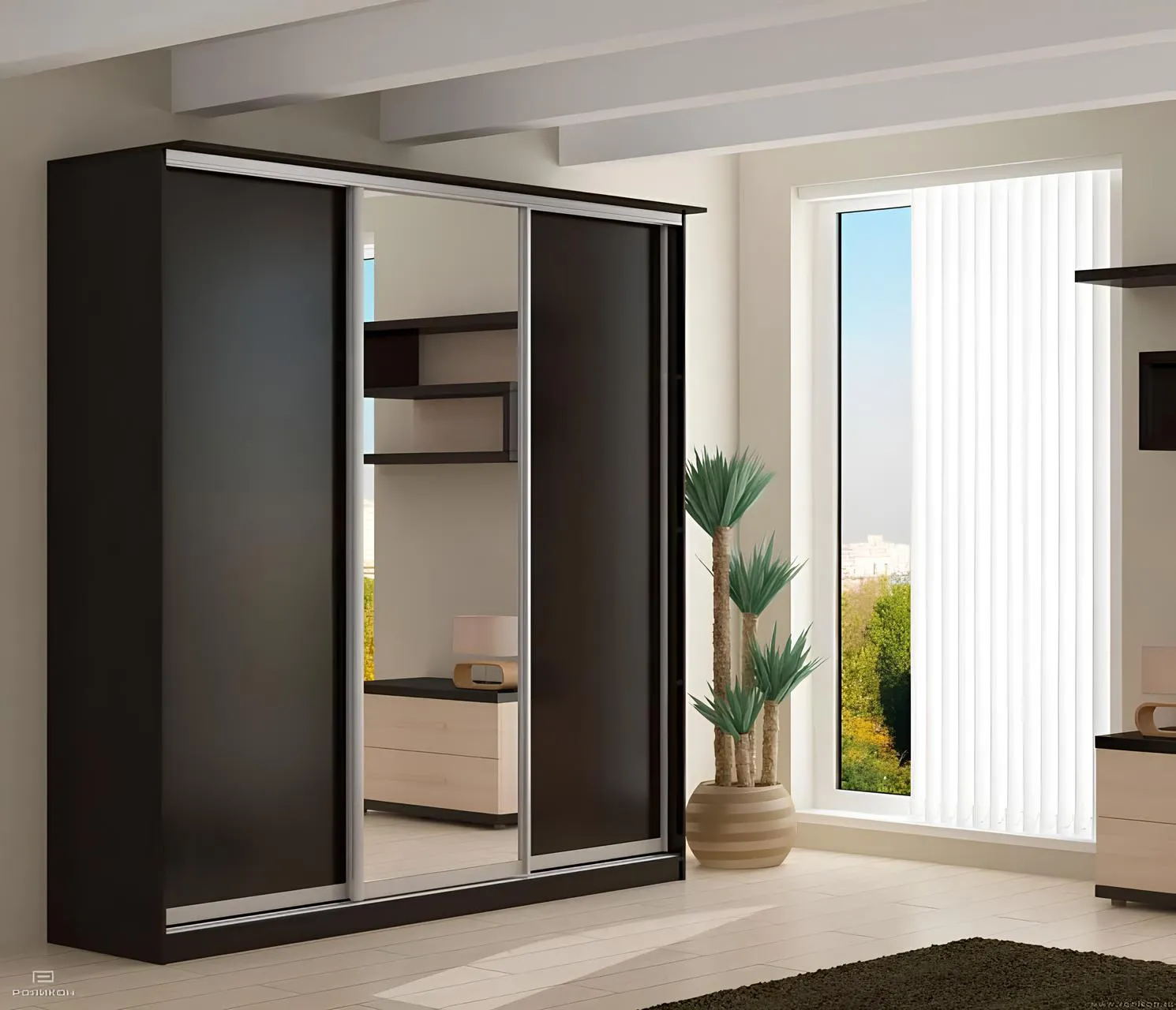 шкаф-купе престиж арт 3375 Венге, двери ЛДСП Вид 1