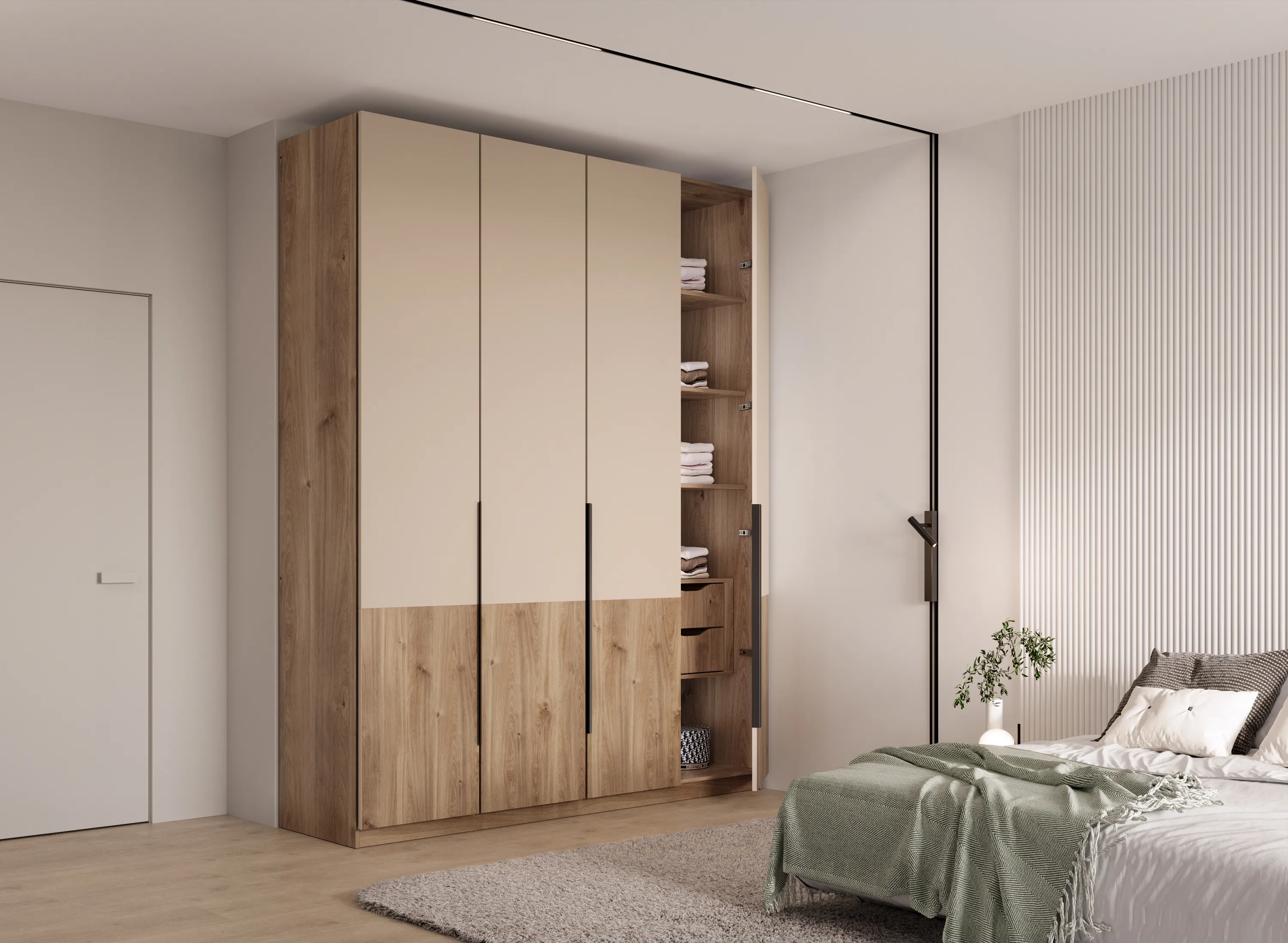 шкаф стелла 432/2 с ящиками 180х240х57 арт 6041 , двери ЛДСП Вид 1