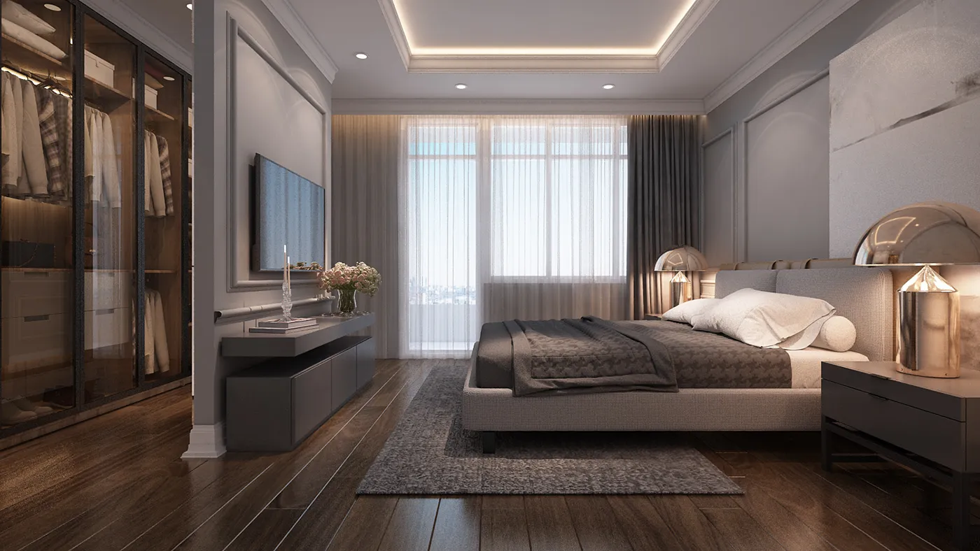 спальная со встроенной гардеробной антуриум арт 5683 (Проект Антуриум) Вид 1