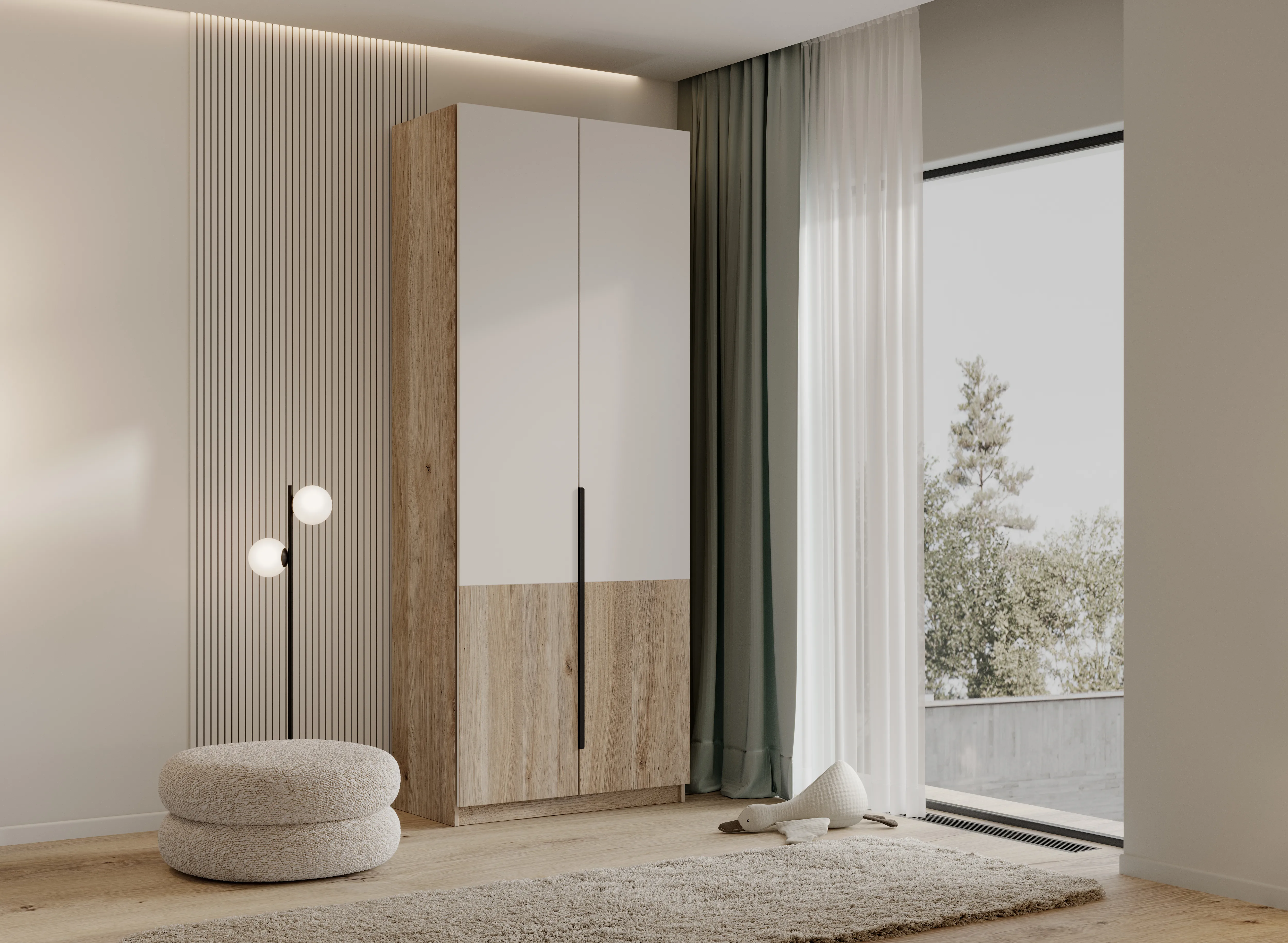 шкаф стелла 214/2 для одежды 100х240х57 арт 6035 , двери ЛДСП Вид 1