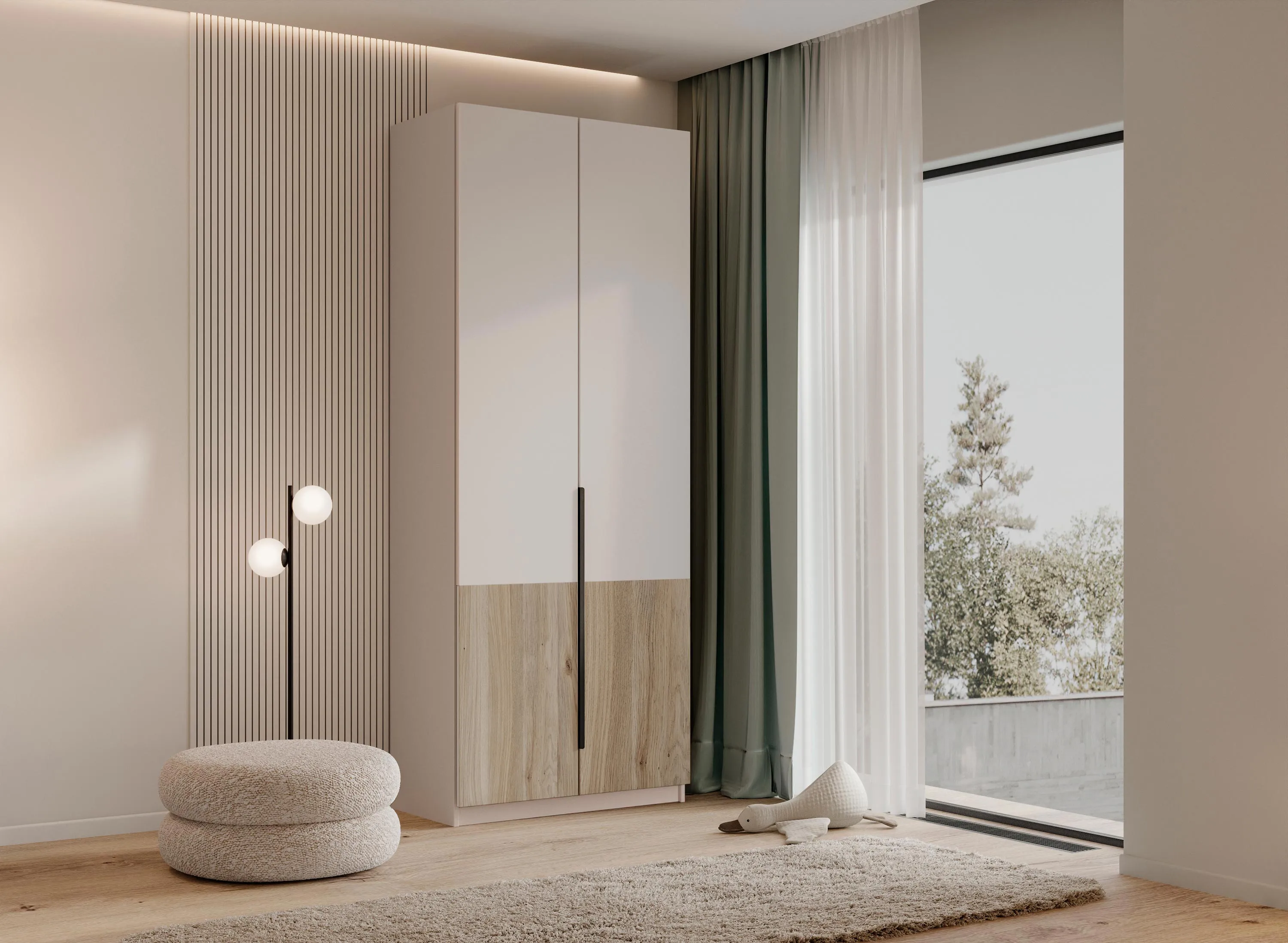 шкаф стелла 204/2 для белья 100х240х57 арт 6034 , двери ЛДСП Вид 1