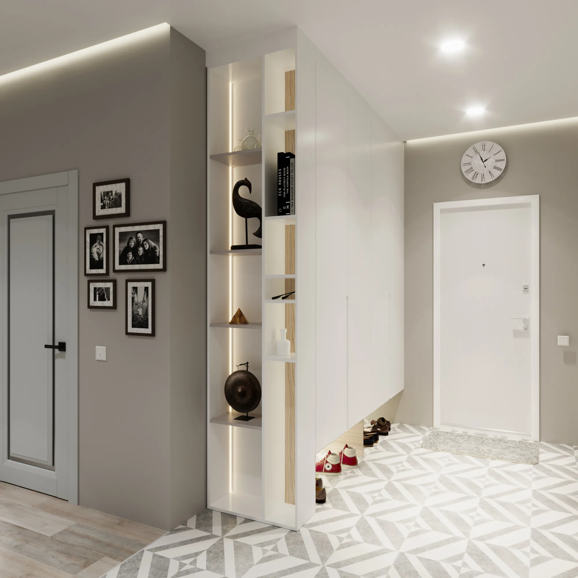 шкаф мдф эмаль ral 1013 жемчужно-белый матовый арт 5730 (Распашные шкафы на заказ) Вид 1