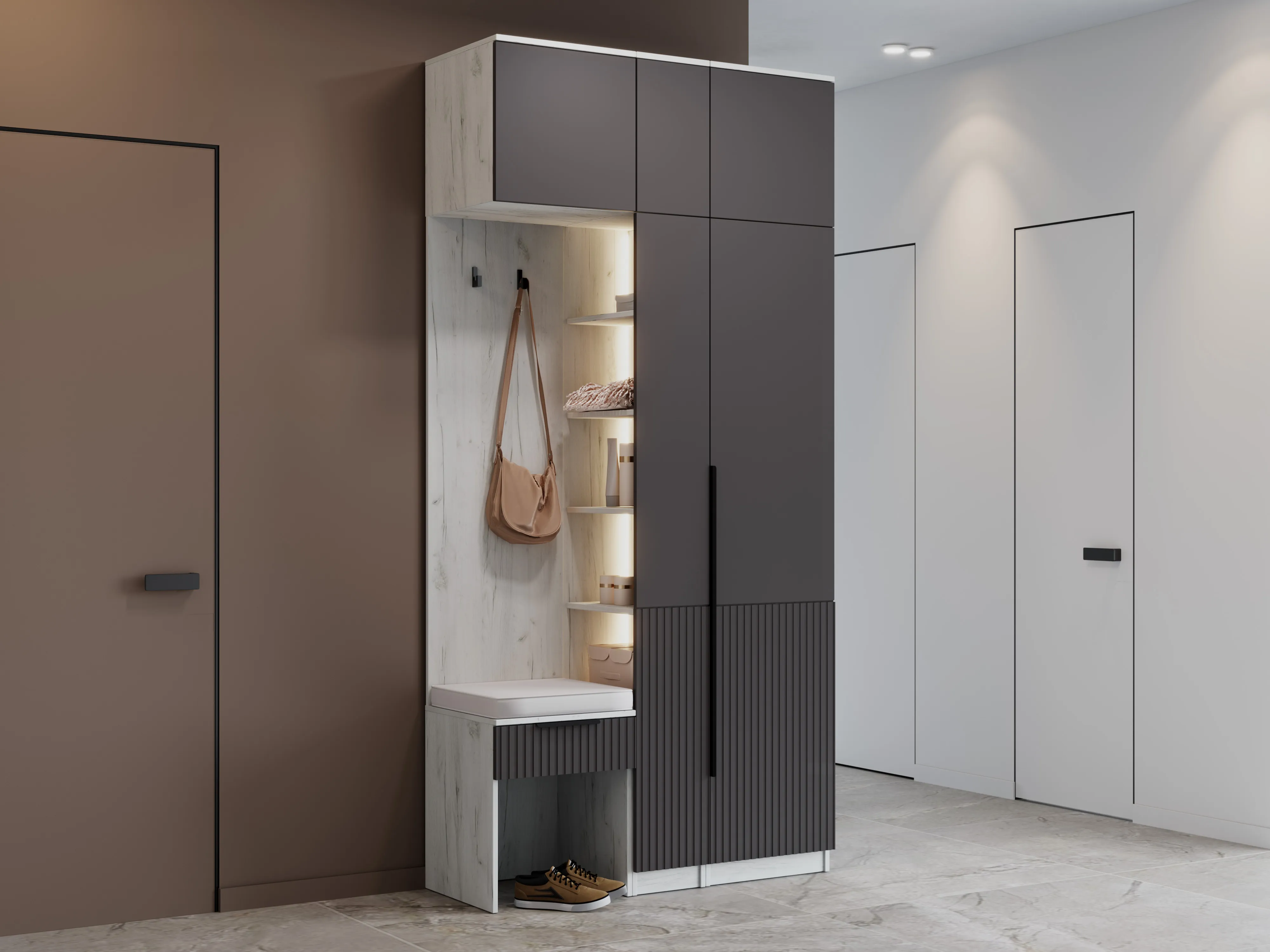 прихожая стефани-1 115х240х42 арт 6007 , двери МДФ Вид 1