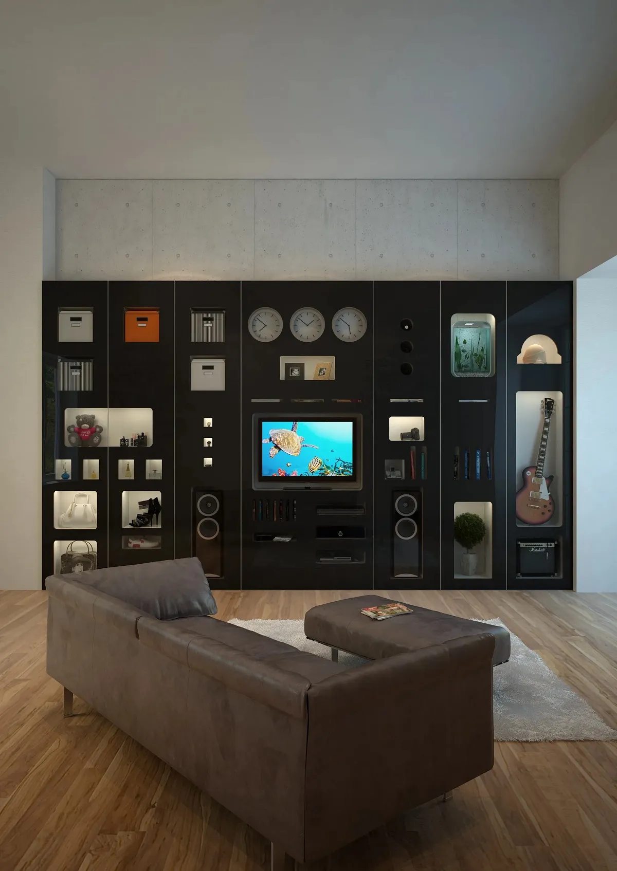 Роникон: Стенка ЛДСП Чёрный арт 7726, фото 2