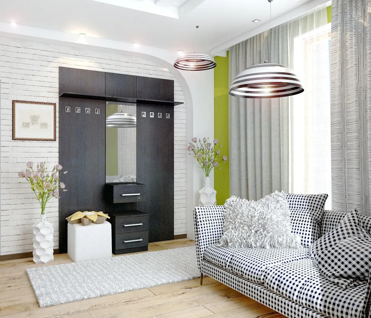 Роникон: Прихожая ЛДСП Чёрный Зеркало серебро арт 3961, фото 1