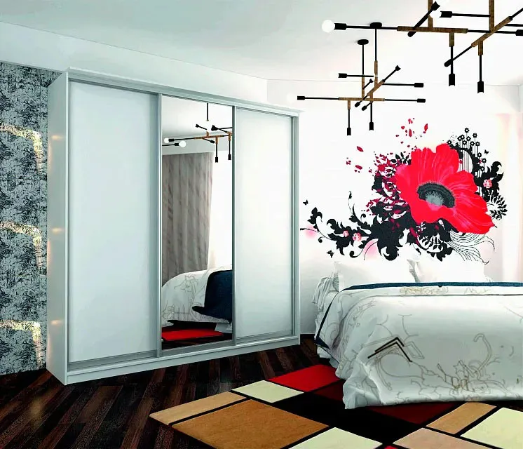 шкаф-купе престиж арт 3371 Белый, двери Зеркало ЛДСП Вид 1