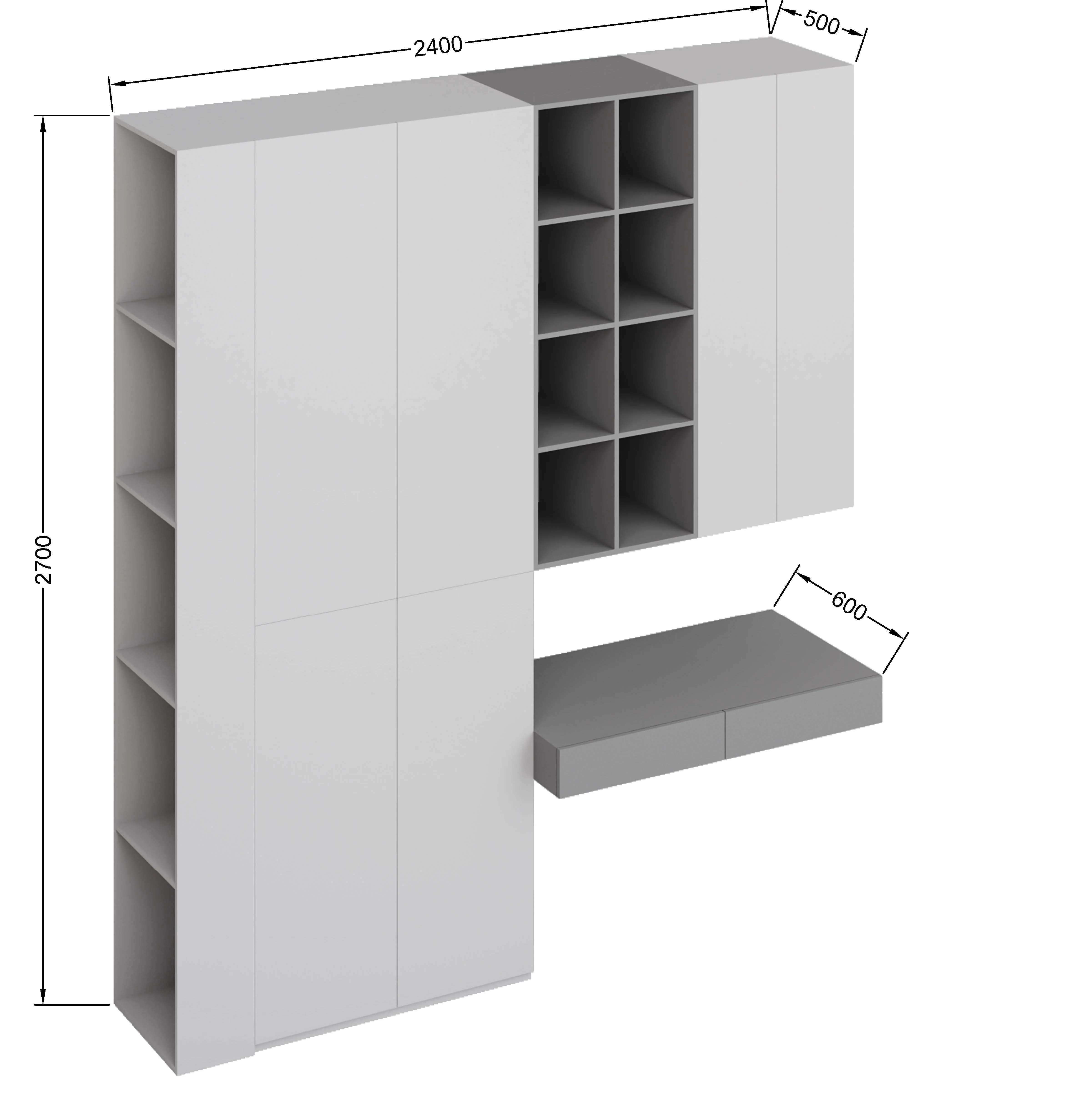 рабочее место со шкафом w1000 белый премиум арт 5733 (Домашний кабинет) Вид 4