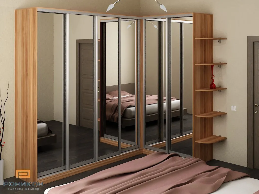 Роникон: Шкаф ЛДСП Дуб Ланкастер натуральный Зеркало серебро арт 1977, фото 1