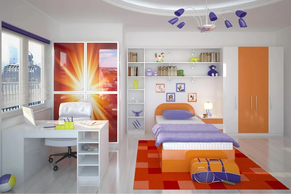 Роникон: Детская ЛДСП Белый Премиум оранжевый арт 596, фото 1