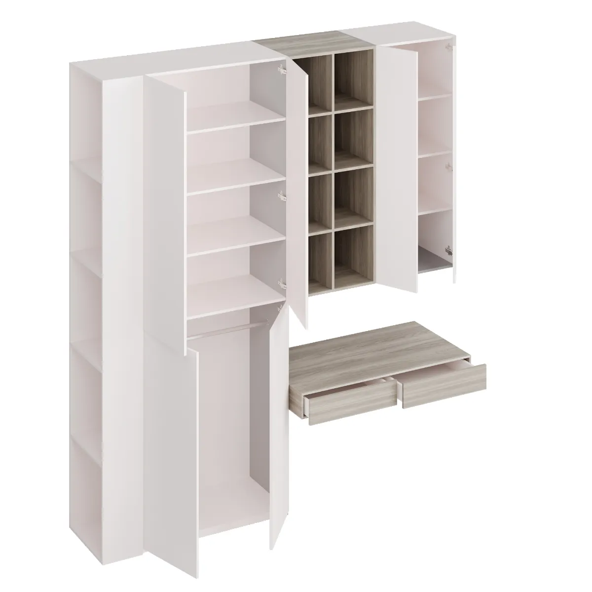 рабочее место со шкафом w1000 белый премиум арт 5733 (Домашний кабинет) Вид 3