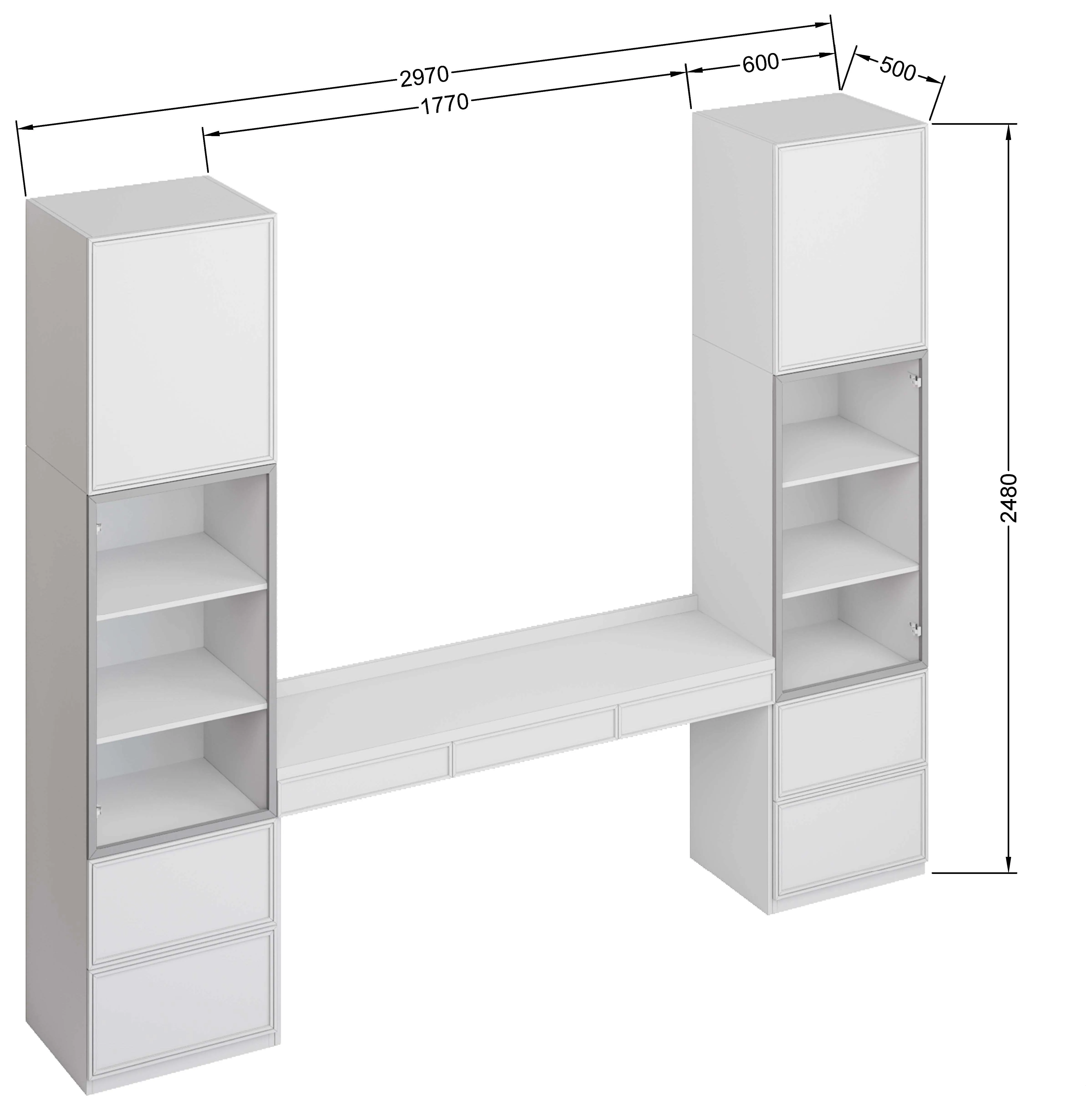 Роникон: Рабочее место с тумбами МДФ эмаль RAL 9006 Железный блеск арт 5731, фото 4